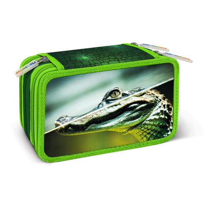 Penar echipat - Animale cu 3 fermoare (18 markere si 18 creioane colorate) - 13 x 20 x 6.5 cm (12 buc/display)