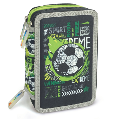 Penar echipat - Colectia pentru baieti cu 3 fermoare (18 markere si 18 creioane colorate) - 13 x 20 x 6.5 cm (12buc/display)