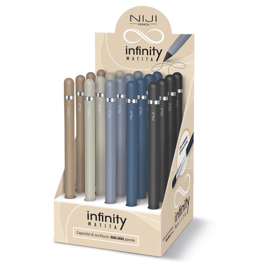Creion Infinity - Soft Touch cu radiera, 4 culori (20 buc/display)