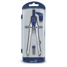 Trusa compas scolar din metal satinat, cu 3 accesorii (blister)