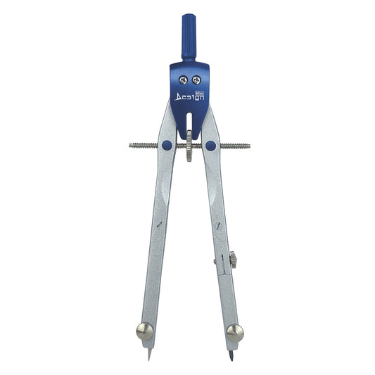 Trusa compas scolar din metal satinat, cu 4 accesorii (blister)
