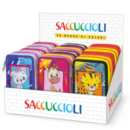 Penar echipat - Colectia Puppies cu 3 fermoare (18 markere si 18 creioane colorate) - 13 x 20 x 6.5 cm (12buc/display)