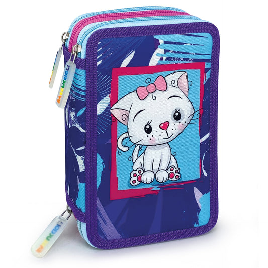 Penar echipat - Colectia Puppies cu 3 fermoare (18 markere si 18 creioane colorate) - 13 x 20 x 6.5 cm (12buc/display)