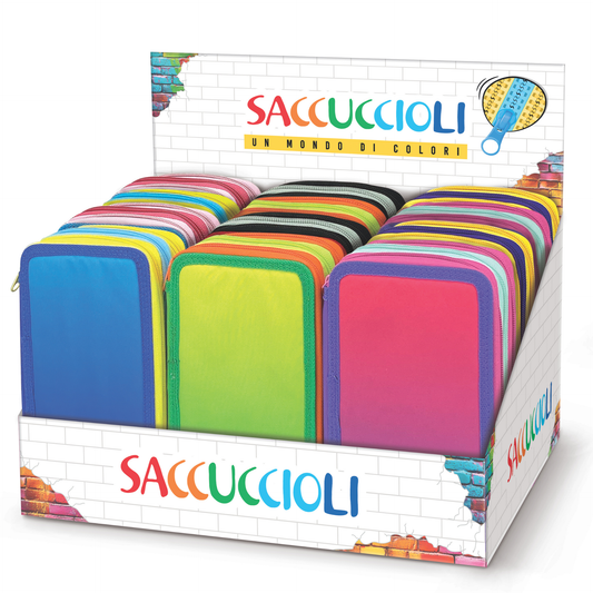 Penar echipat - Color Block cu 3 fermoare (18 markere si 12 creioane colorate) - 13 x 20 x 6.5 cm (12 buc/display)