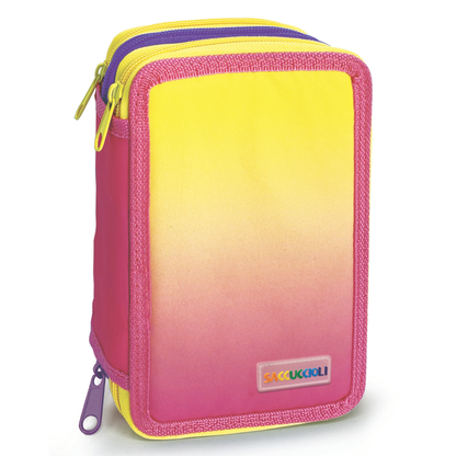 Penar echipat - Color Block cu 3 fermoare (18 markere si 12 creioane colorate) - 13 x 20 x 6.5 cm (12 buc/display)