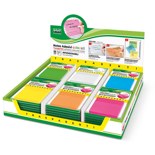 Bloc notes adeziv din plastic transparent (72 blistere/display)