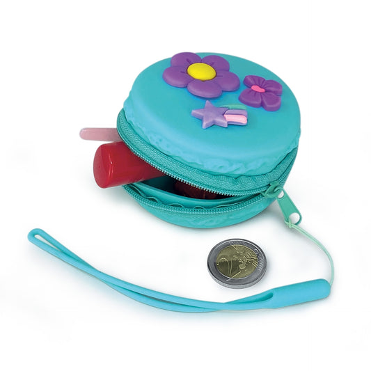 Mini geanta Joy Pins din silicon, cu fermoar si snur - Ã¸ 7.5 x 4 cm (12 buc/display)