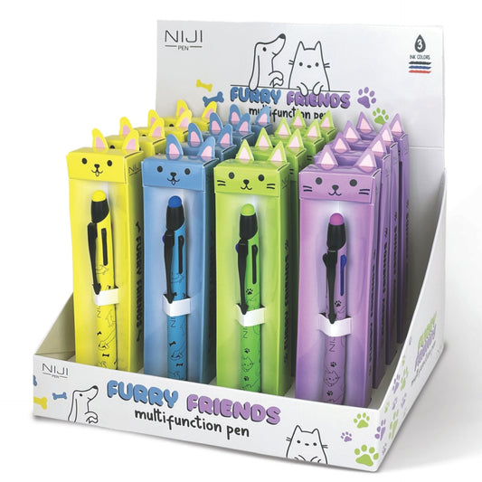 Pix 3 culori in 1, Furry Friends, cu varf touch, 4 modele (16 buc/display)