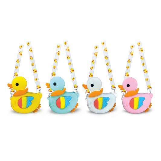 Mini geanta Ducky din silicon, cu fermoar si curea de umar reglabila - 15 x 17 x 2.5 cm (8 buc/display)