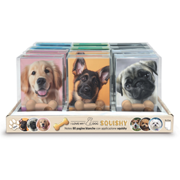 Agenda nedatata cu catei squishy pe coperta, 80 de pagini albe, 10 x 15 cm (12 buc/display)