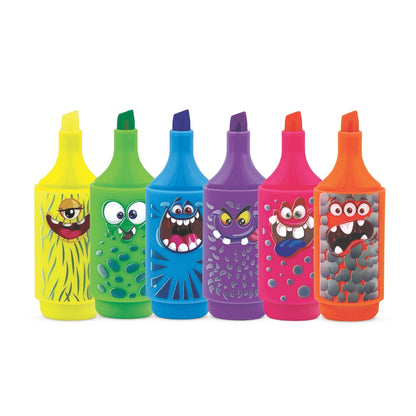 Set Marker evidentiator, Monsters, 6 culori fluorescente (6 buc/blister)