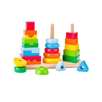 Jucarie din lemn de stivuit - Forme geometrice
