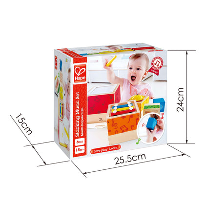 Jucarie din lemn de stivuit - Set muzica cu 6 piese