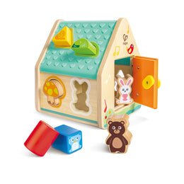 Jucarie din lemn copii - Sortator de forme pentru casa cu personaje