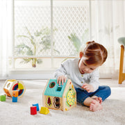 Jucarie din lemn copii - Sortator de forme pentru casa cu personaje