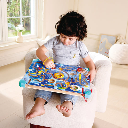 Jucarie din lemn - 2 in 1 Space Maze & Tangram Board