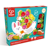Joc din lemn 2 in 1 - Stivuiti legumele pe Iepuras si insirati legumele pe sfoara Omidei
