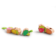 Joc din lemn 2 in 1 - Stivuiti legumele pe Iepuras si insirati legumele pe sfoara Omidei