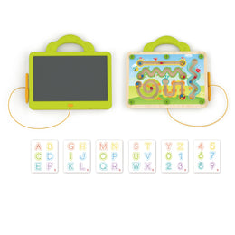 Jucarie din lemn - 2 in 1 Labirint si tabla de scris de mana