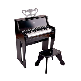 Jucarie din lemn copii - Pian negru cu scaun - invat sa cant cu lumini