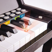 Jucarie din lemn copii - Pian negru cu scaun - invat sa cant cu lumini