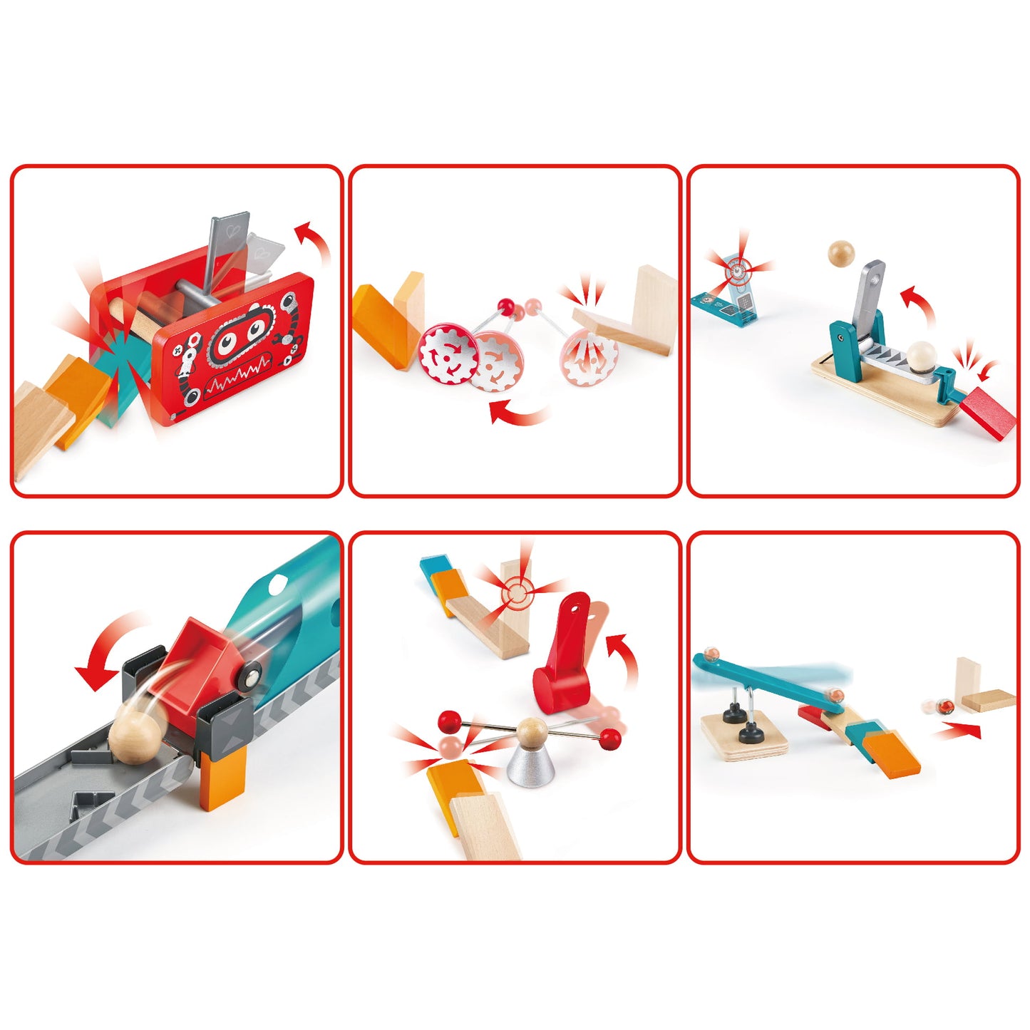 Jucarie din lemn - Domino fabrica de roboti (122 piese)