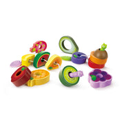 Jucarie din lemn - Sirag  pentru copii cu fructe si omide (15 piese)