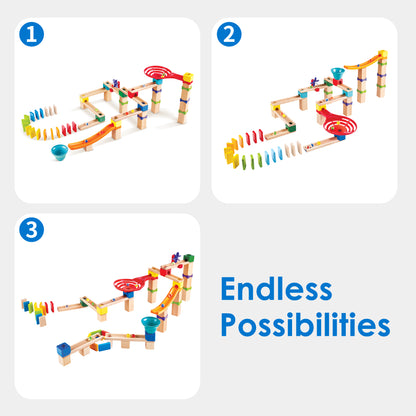 Jucarie din lemn - Marble Run Race Track (81 piese)
