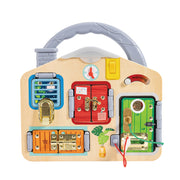 Jucarie din lemn - Placa interactica cu incuietori pentru copii