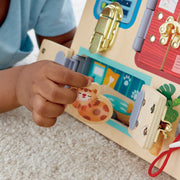 Jucarie din lemn - Placa interactica cu incuietori pentru copii