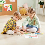 Puzzle din lemn 2 in 1 - Dinozauri (26 piese), cu fata dubla si activitate colorare