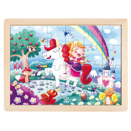 Puzzle din lemn 2 in 1 - Unicorn (26 piese), cu fata dubla si activitate colorare