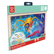 Puzzle din lemn 2 in 1 - Salvarea Oceanului (50 piese), cu fata dubla si activitate colorare