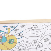 Puzzle din lemn 2 in 1 - Salvarea Oceanului (50 piese), cu fata dubla si activitate colorare