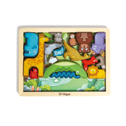 Puzzle din lemn pentru copii - Regatul animalelor