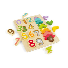 Puzzle din lemn pentru copii - Culori si numere (20 piese)