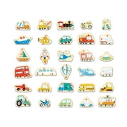 Jucarie din lemn copii - Magneti cu vehicule (30 piese)