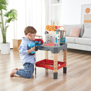 Jucarie din lemn - Banc de lucru pentru service si reparatii auto (71 piese)