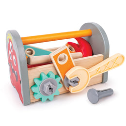 Jucarie din lemn - Cutie colorata cu unelte (17 piese)