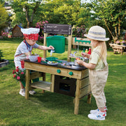 Jucarie din lemn - Bucatarie cu accesorii pentru copii, de exterior (14 piese)