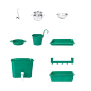 Jucarie din lemn - Bucatarie cu accesorii pentru copii, de exterior (14 piese)