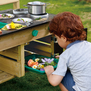 Jucarie din lemn - Bucatarie cu accesorii pentru copii, de exterior (14 piese)