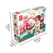 Jucarie din lemn - Set desert pentru copii cu capsuni (7 piese)