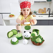 Jucarie din lemn - Set deserturi verzi pentru copii (8 piese)