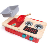 Jucarie din lemn - Mini bucatarie cu chiuveta (7 piese)