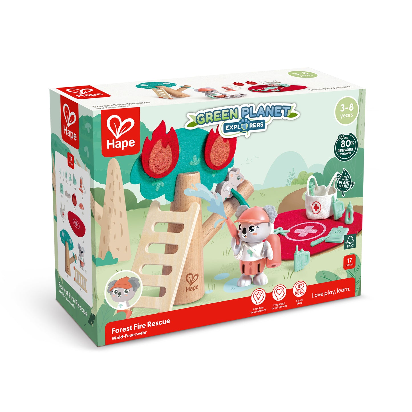 Jucarie din lemn- Set de joaca pompieri forestieri (17 piese)