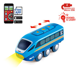 Jucarie din lemn - Tren cu telecomanda (aplicatie Bluetooth)