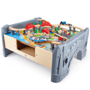 Jucarie din lemn - Masa cu trenuri (70 piese)