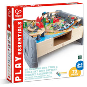 Jucarie din lemn - Masa cu trenuri (70 piese)