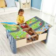 Jucarie din lemn - Masa cu trenuri (70 piese)